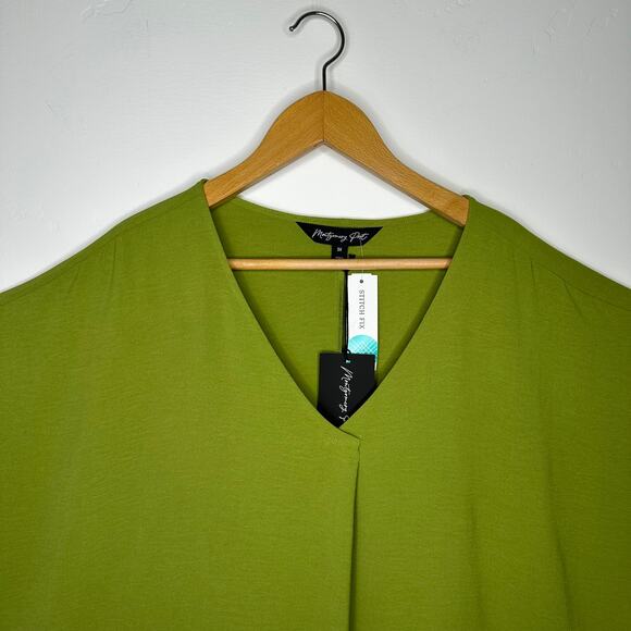 Montgomery Post Stitch Fix NWT Women's Killian Blouse 3X Green Short Sleeve - Picture 12 of 12